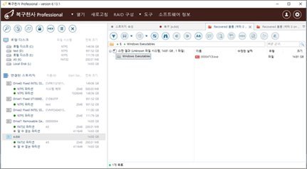 일반 복구 소프트웨어가 BlackVue 등 블랙박스 전용 NxFS 파일시스템을 인식하지 못해 복구에 실패한 화면