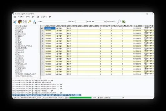 복구천사 ORACLE RECOVERY 테이블 데이터 CSV 저장 및 SQL 로더 내보내기 화면